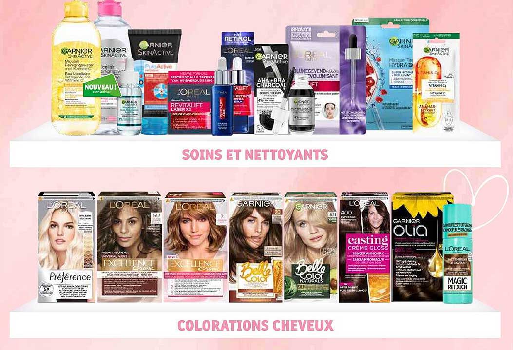 soins et nettoyants, colorations cheveux