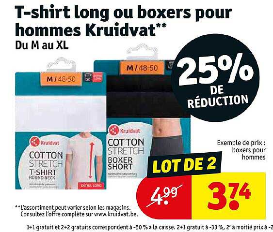 t-shirt long ou boxers pour hommes kruidvat