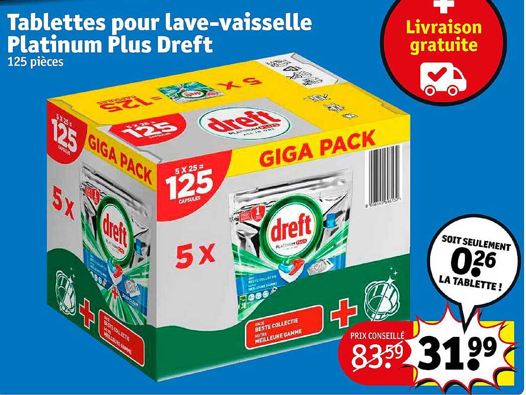 tablettes pour lave-vaisselle platinum plus dreft