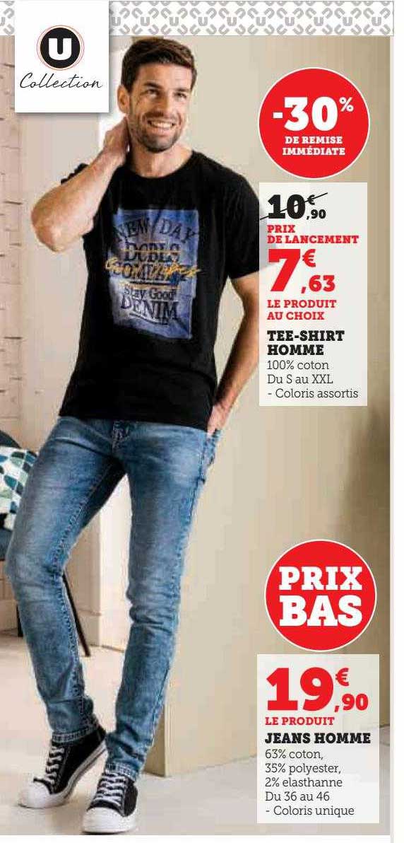 tee-shirt homme, jeans homme u collection