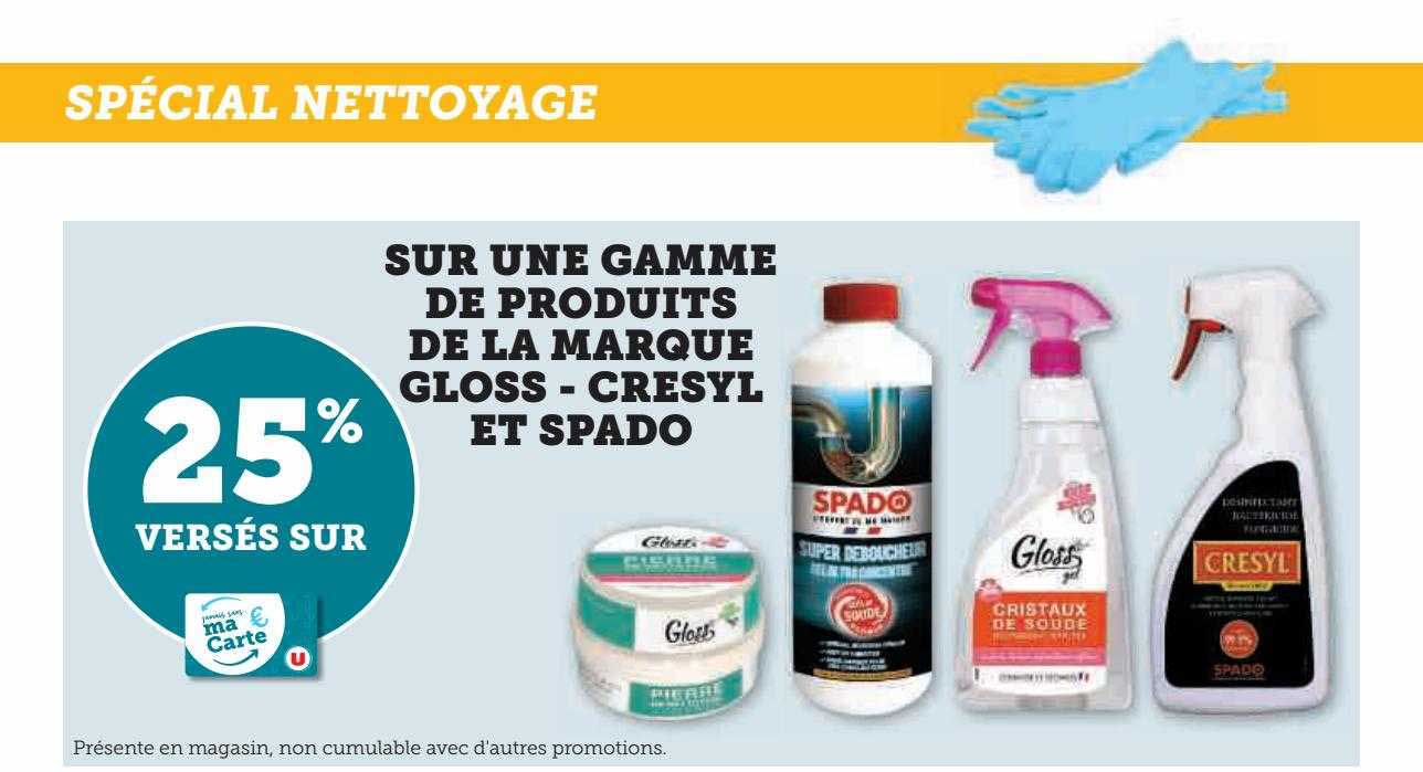 une gamme de produits de la marque gloss - cresyl et spado