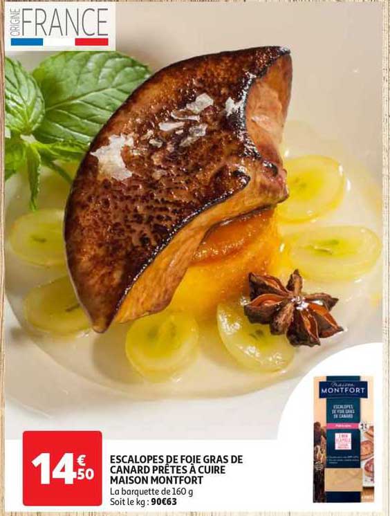 escalopes de foie gras de canard prêtes à cuire maison montfort