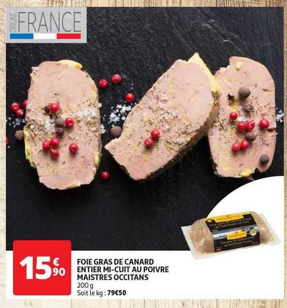 foie gras de canard entier mi-cuit au poivre maistres occitans