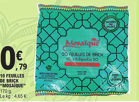 10 feuilles de brick "mosaïque"