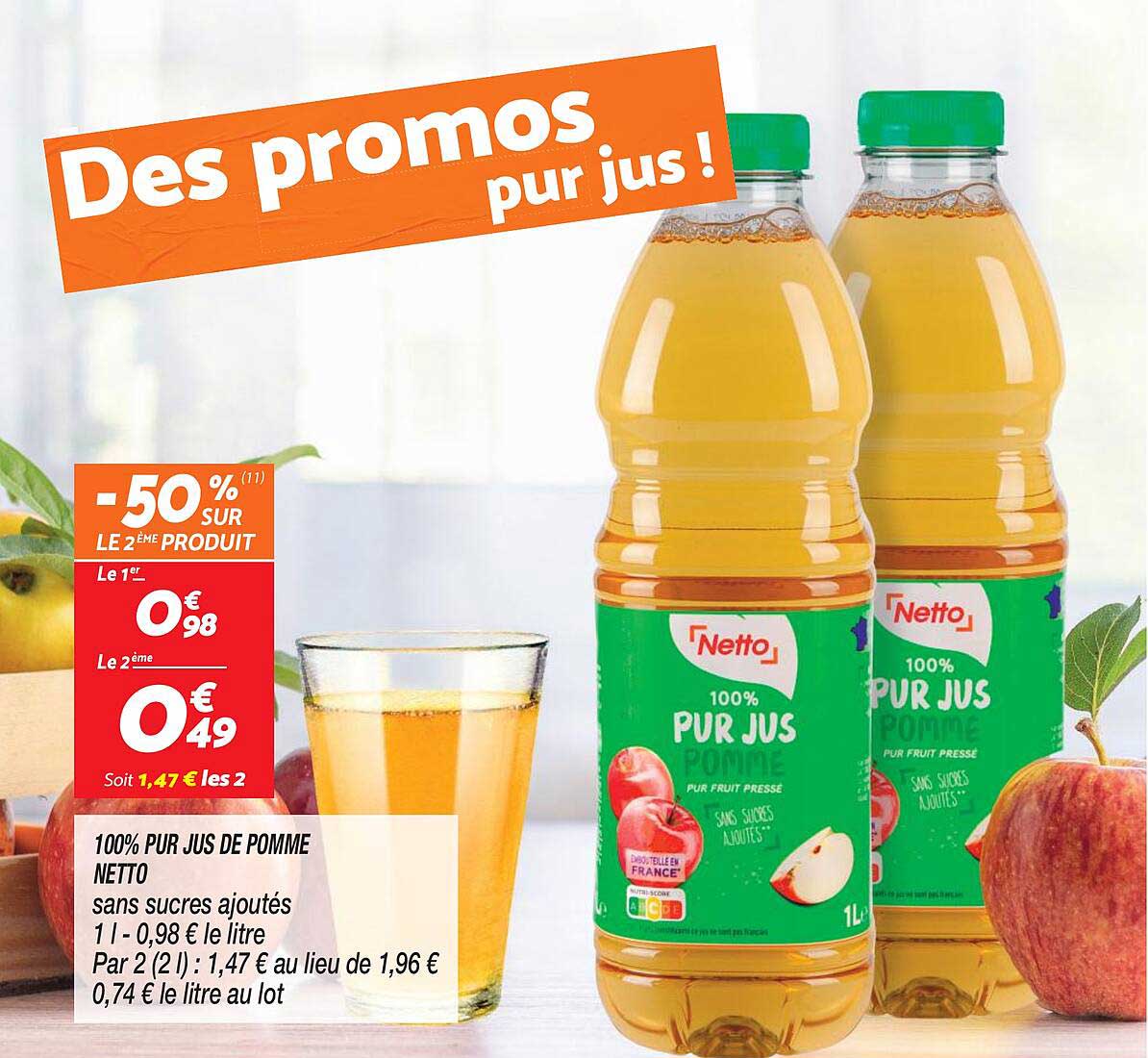 100% Pur Jus De Pomme Netto