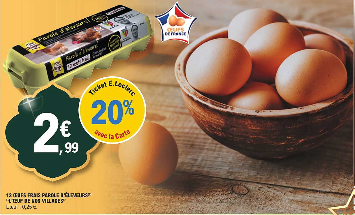 12 œufs frais parole d'éleveurs "l'œuf de nos villages"