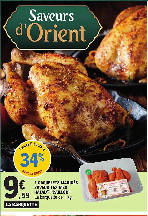 2 coquelets marinés saveur tex mex halal "caillor"