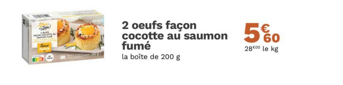 2 œufs façon cocotte au saumon fumé