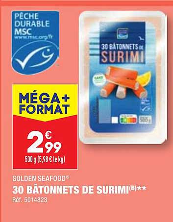 30 Bâtonnets De Surimi Golden Seafood