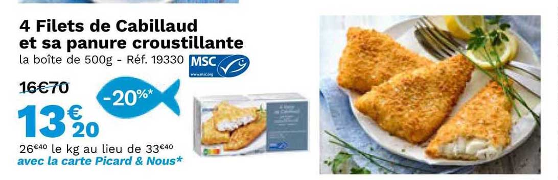 4 filets de cabillaud et sa panure croustillante