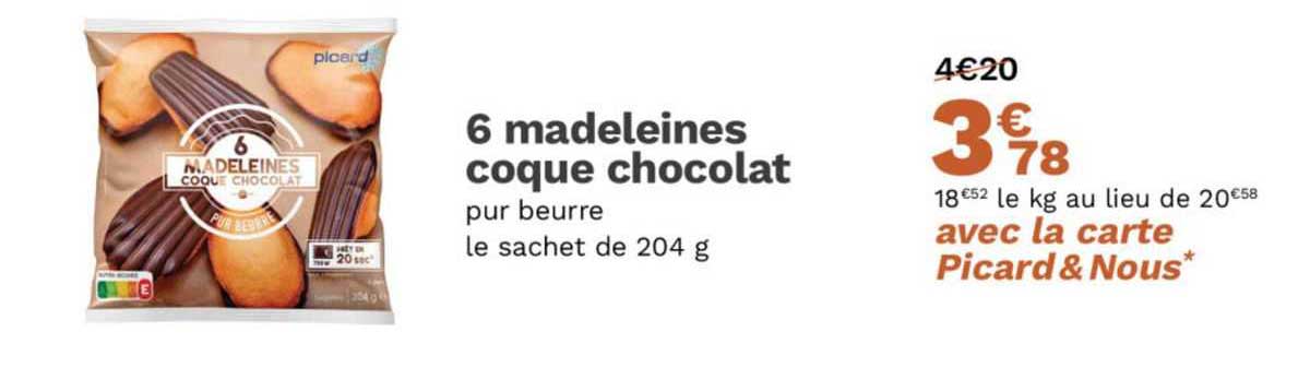 6 Madeleines Coque Chocolat