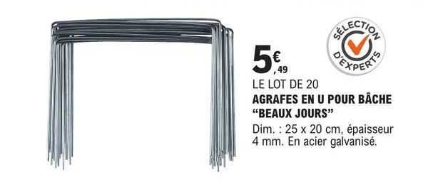 agrafes en u pour bâche "beaux jours"