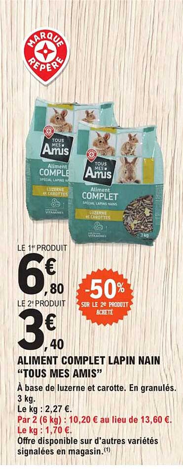 aliment complet lapin nain "tous mes amis"