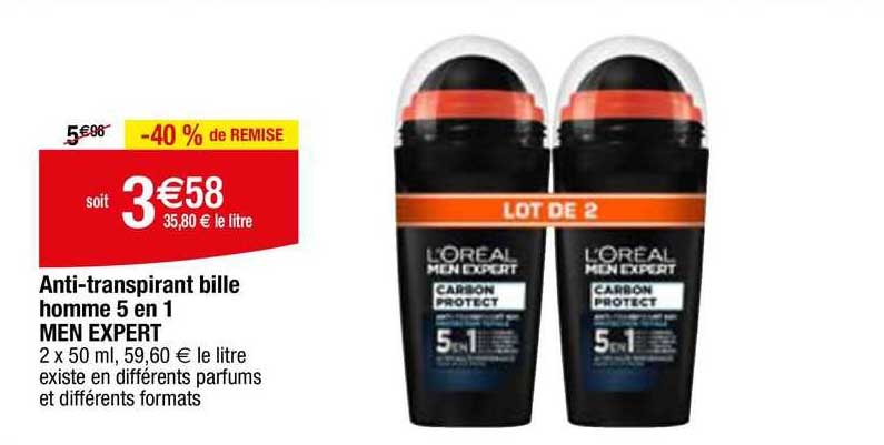 anti-transpirant bille homme 5 en 1 men expert
