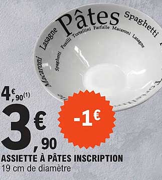 assiette à pâtes inscription