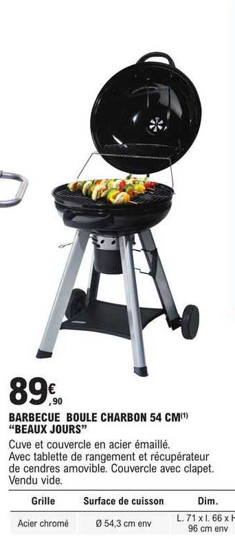 barbecue boule charbon 54 cm "beaux jours"