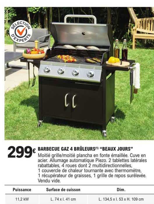 barbecue gaz 4 brûleurs "beaux jours"