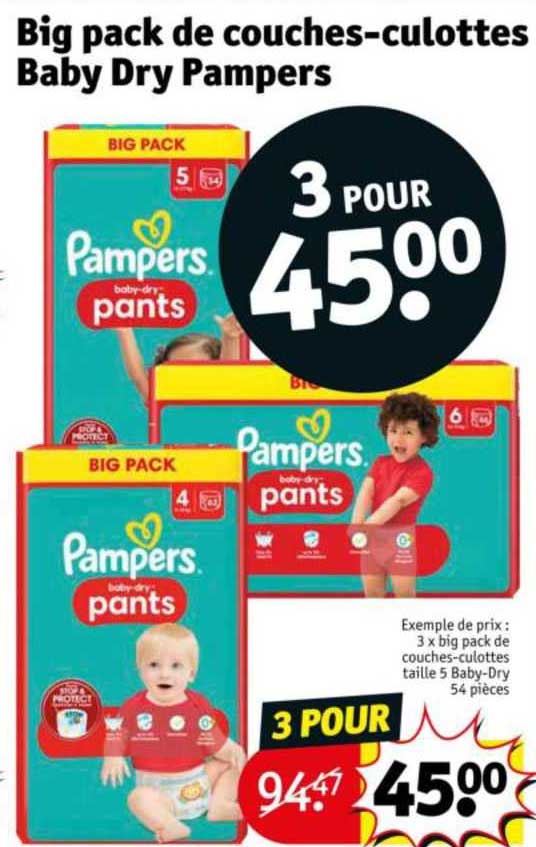 big pack de couches-culottes baby dry pampers