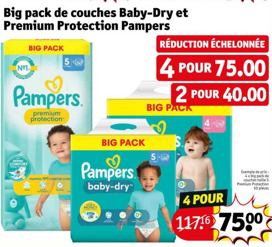 Big Pack De Cuoches Baby-dry Et Premium Protection Pampers