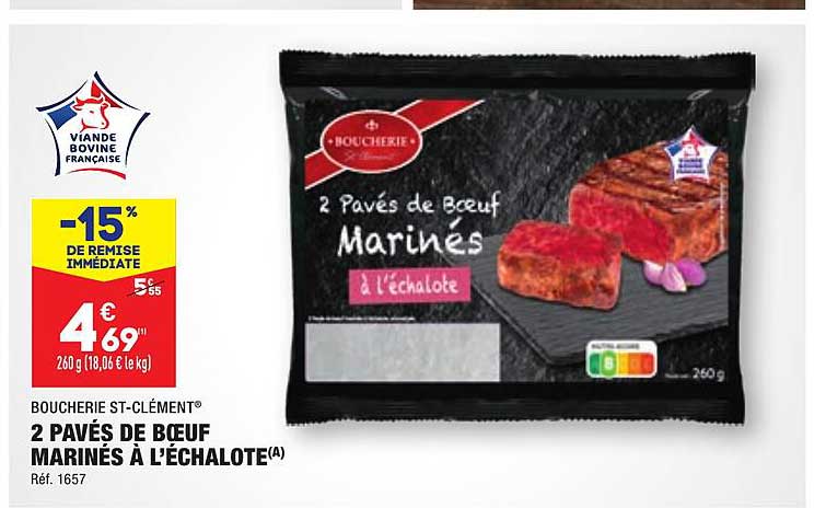 boucherie st-clément 2 pavés de bœuf marinés à l'échalote