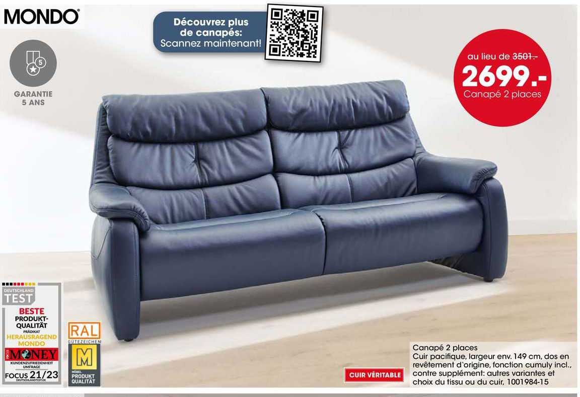 Canapé 2 Places Mondo