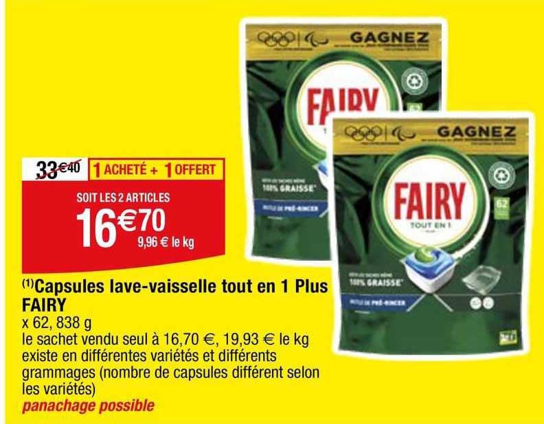 capsules lave-vaisselle tout en 1 plus fairy