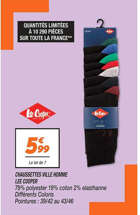 chaussettes ville homme lee cooper