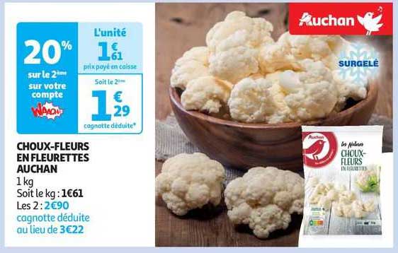 choux-fleurs en fleurettes auchan