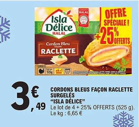 cordons bleus façon raclette surgelés "isla délice"