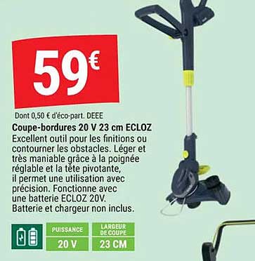 coupe-bordures 20 v 213 cm ecloz