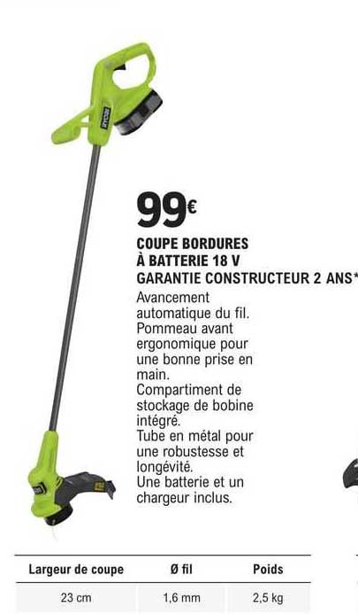 coupe bordures à batterie 18 v