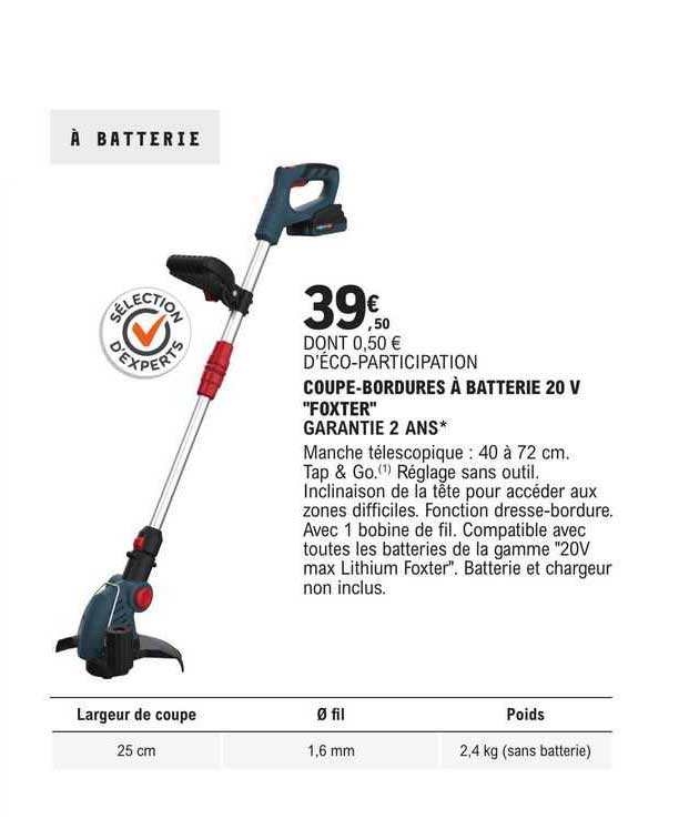 coupe-bordures à batterie 20 v "foxter"