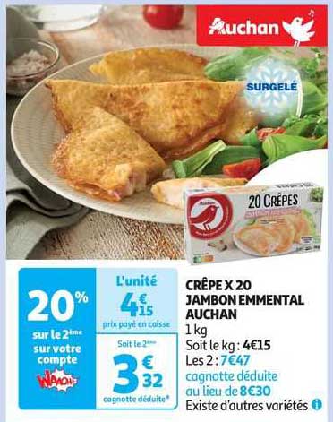 crêpe x20 jambon emmental auchan
