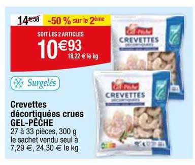 crevettes décortiquées crues gel-pêche