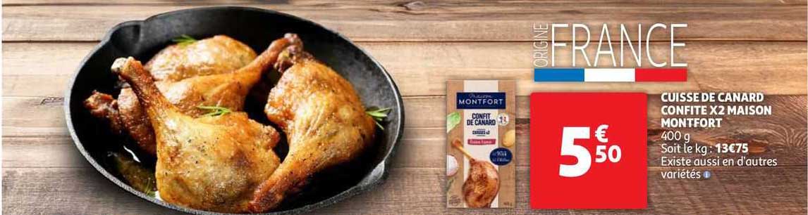 cuisse de canard confite x2 maison montfort