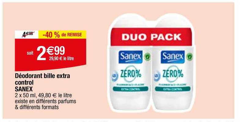 déodorant bille extra control sanex