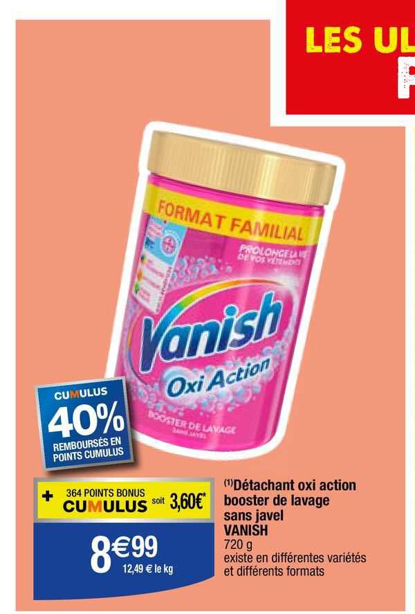 détachant oxi action booster de lavage sans javel vanish
