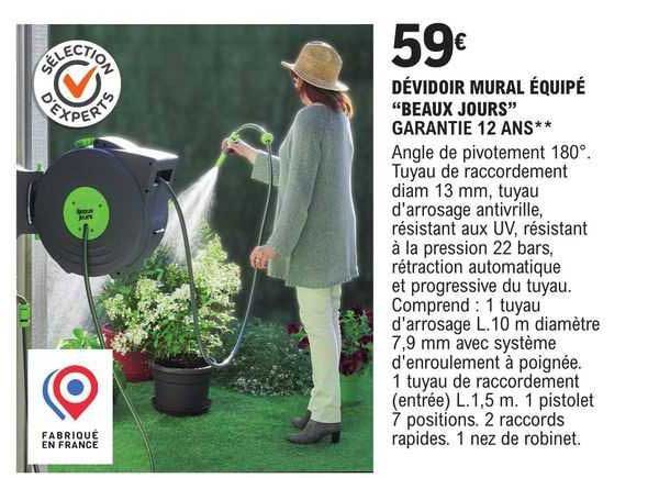 dévidoir mural équipé "beaux jours"