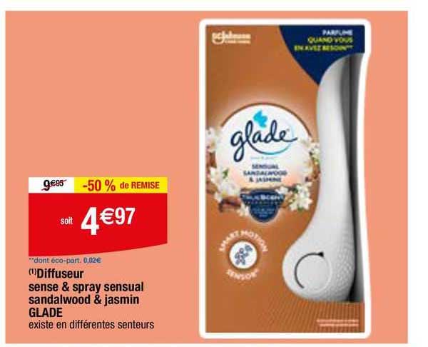 diffuseur sense & spray sensual sandalwood & jasmin glade