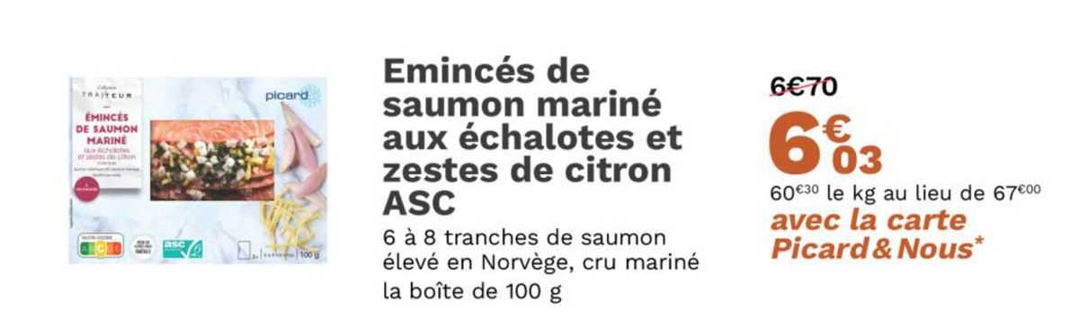 émincés de saumon mariné aux échalotes et zestes de citron asc