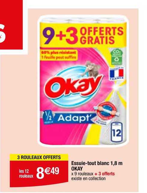 essuie-tout blanc 1j,8 m okay