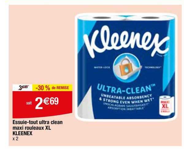 essuie-tout ultra clean maxi rouleaux xl kleenex