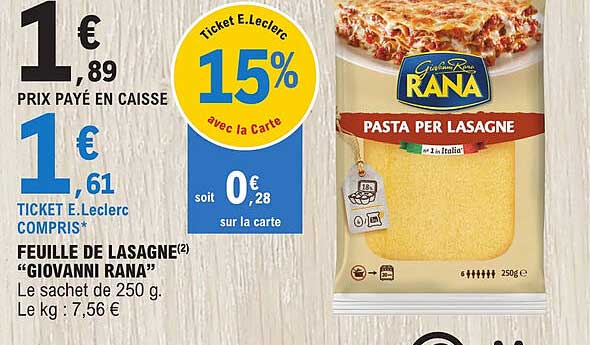 feuille de lasagne "giovanni rana"