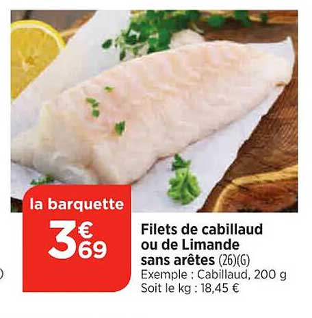 filets de cabillaud ou de limande sans arêtes