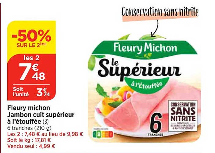 fleury michon jambon cuit supérieur à l'étouffée