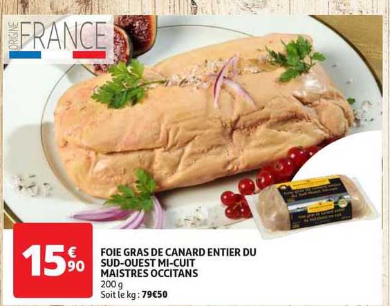 foie gras de canard entier du sud-ouest mi-cuit maistres occitans