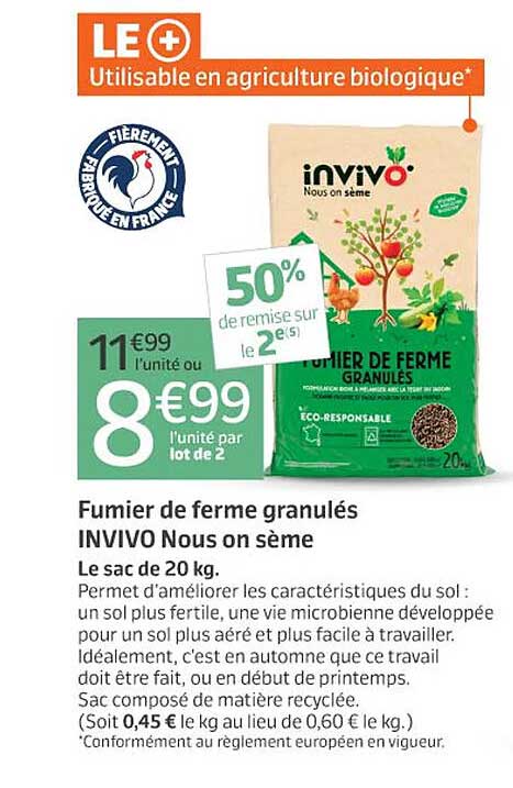 fumier de ferme granulé invivo nous on sème
