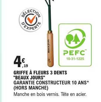 griffe à fleurs 3 dents "beaux jours"