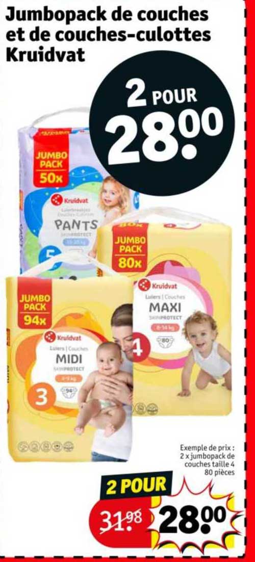 jumbopack de couches et de couches-culottes kruidvat