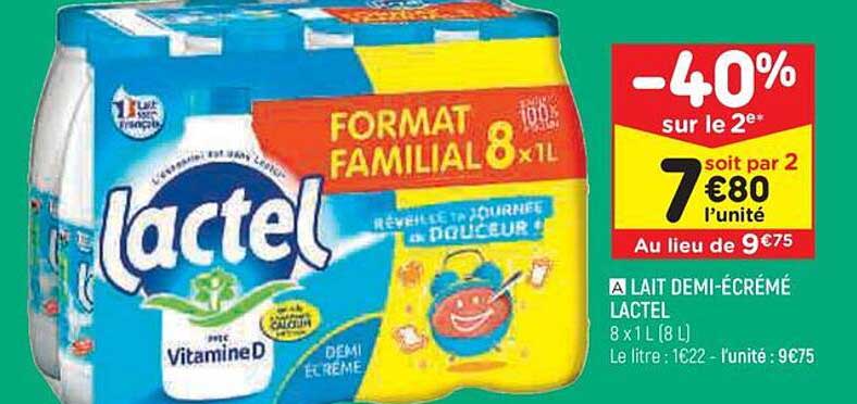 lait demi-écrémé lactel